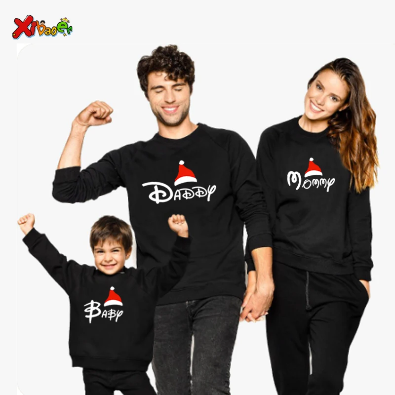 Family Christmas Hoodies Sweatshirts Outfit Gifts Sweater Costume Kids Clothing Boy Girl Clothes Children Matching Daddy Baby