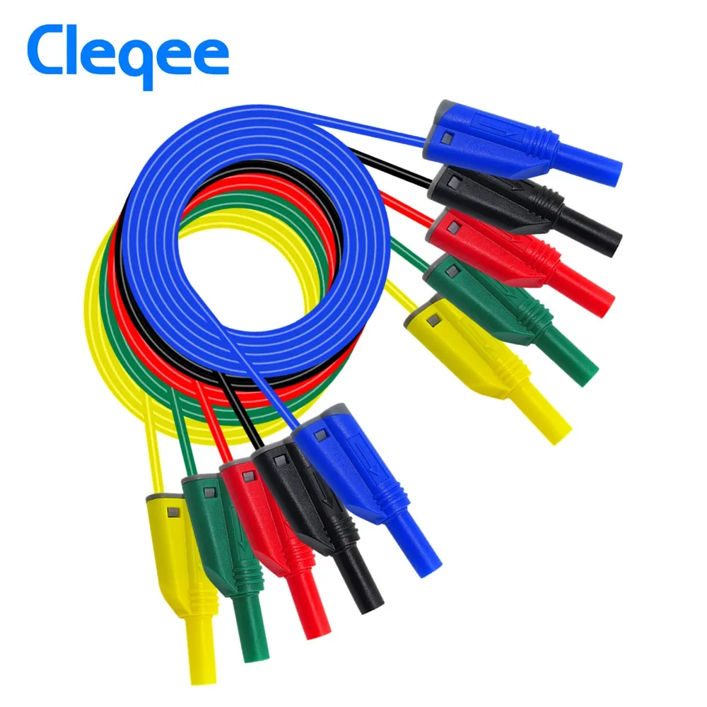 Cavo maschio impilabile sicuro 14AWG 1000V/10A della spina 1M del cavo molle del Silicone del cavo della prova della spina della Banana di Cleqee P1050-1 4mm