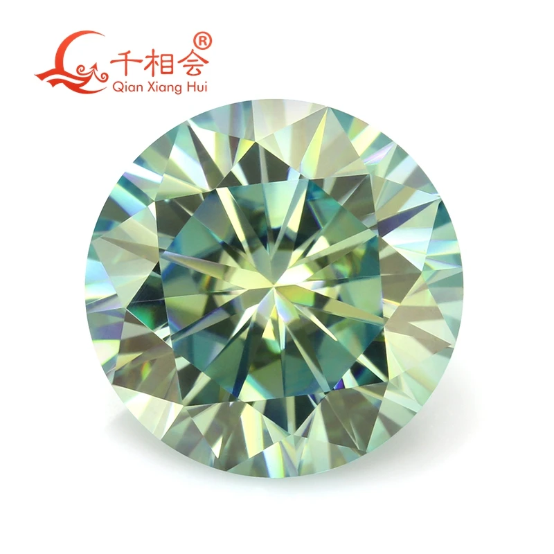 

3mm-12mm cheapest light green blue color with yellow light Round Brilliant cut moissanite loose stone