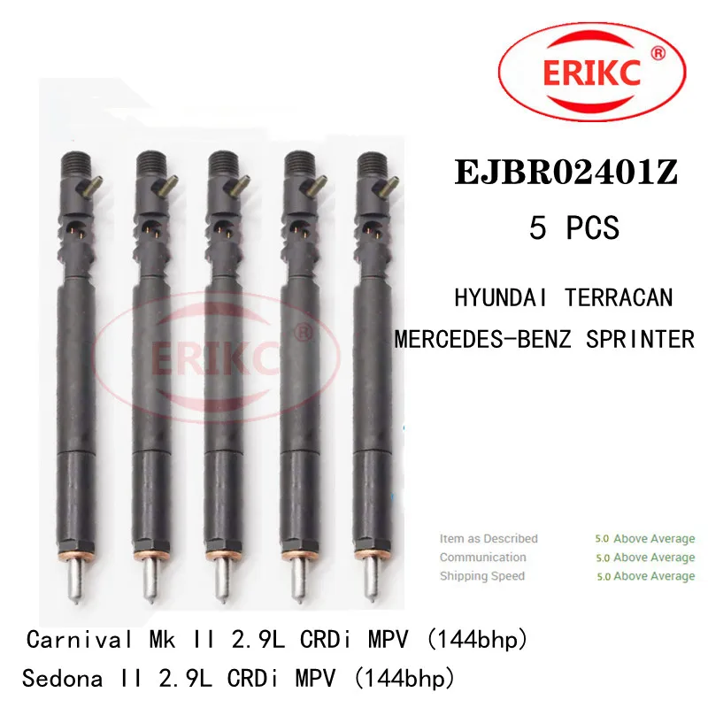 ERIKC 5 PCS EJBR02401Z Common Rail Auto Diesel Injector EJBR 024 01Z FOR Carnival Mk II 2.9L CRDi MPV (144bhp)