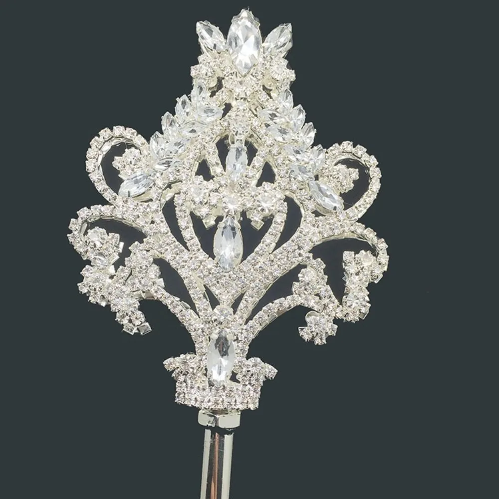 

New Beauty Props Leaves Diamond Scepter Metal Walking Role Play Fairy Stick Jewelry Princess Queen