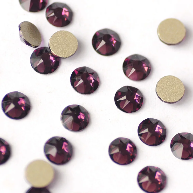 YANRUO Amethyst Round Gems 8 big + 8 small Facets Fabric/Dress Decorations Crafts Rhinestones Glass Jewelry Making Accessories