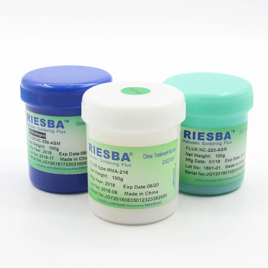 3Pcs Riesba NC-559-ASM NC-223-ASM RMA-218 BGA LEAD FREE bga Solder Flux Paste Solder 100g for SMT Reballing