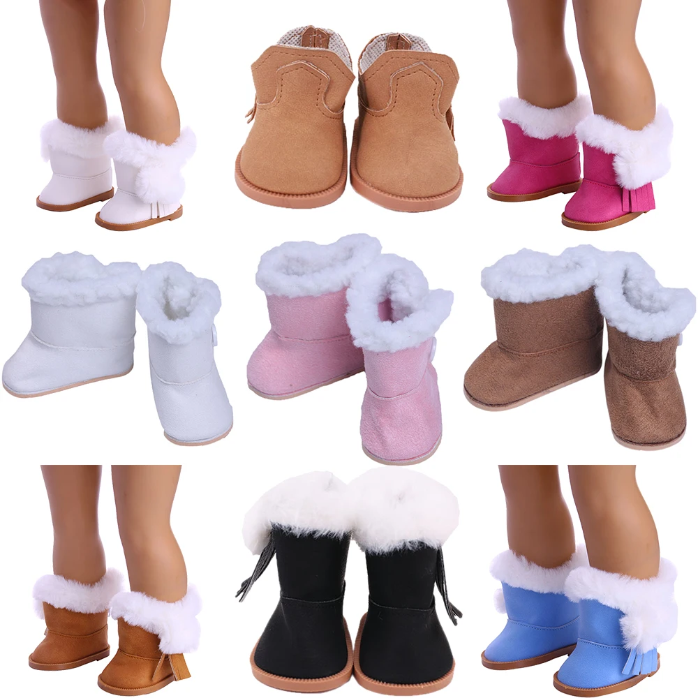 Handmade Doll Plush Boots For American 18 Inch Girl Toys 43 Cm Born Baby Doll Shoes Items Clothes Accessories Nenuco Generation