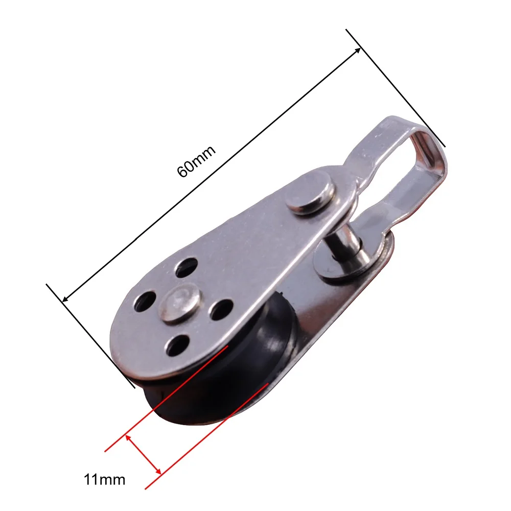 1/2/5PCS 316 Stainless Steel Pulley 60mm Wire Rope Crane Pulley Block Hanging Wire Towing Wheel For 2mm To 8mm Rope