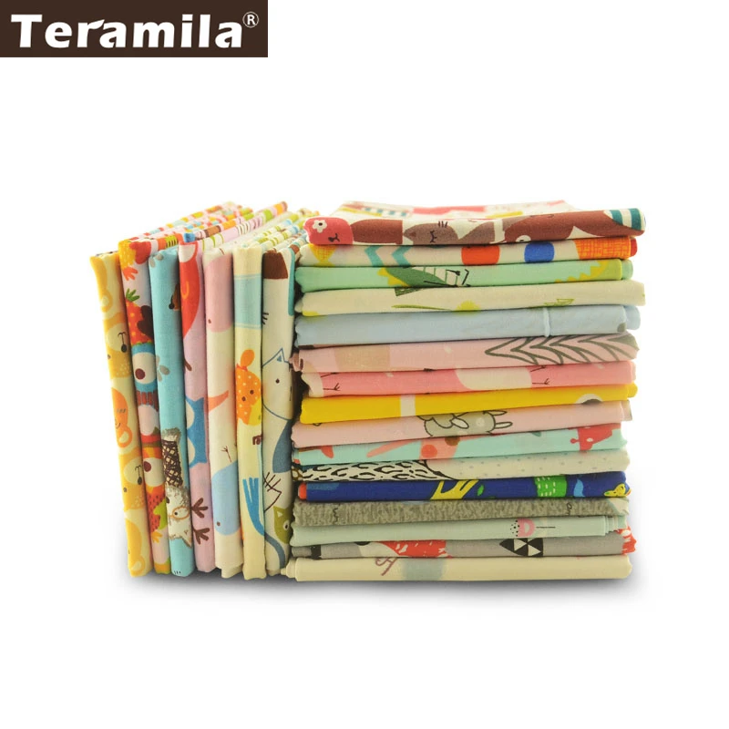 Teramila Telas Por Metro Cartoon Animal Design 100x100cm/PCS 100% Cotton Fabric DIY Patchwork Baby Kid\'s Cloth Craft Tissu Dress