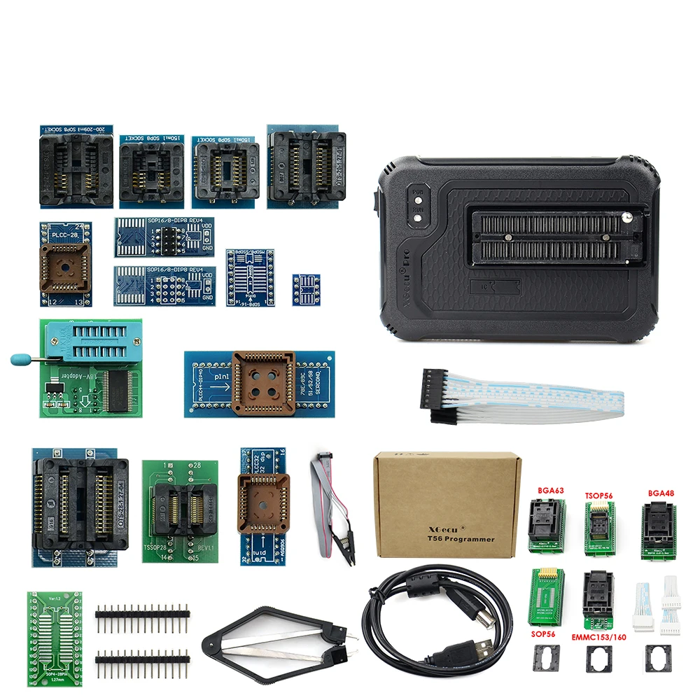 

Оригинальный универсальный программатор T56 для XGecu, мощная поддержка Nor / NAND Flash / EMMC + 17/22 адаптеров, программируемый калькулятор