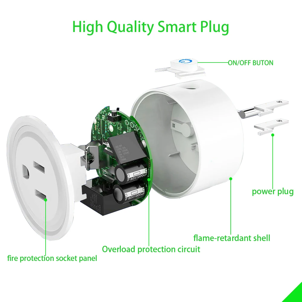 Smart Plug WIFI มินิสมาร์ท Outlet ทำงานร่วมกับ Alexa และ Google Home,ไม่ต้องใช้ฮับ, รีโมทคอนโทรลอุปกรณ์