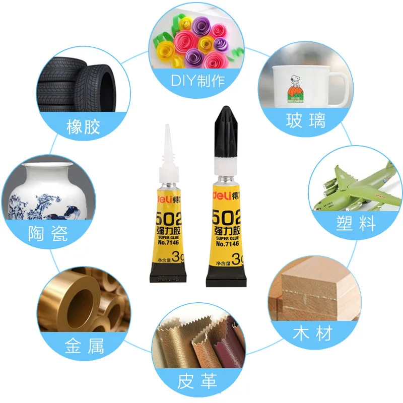 Strong 502 fast paste curing plastic cermet wood rubber adhesive liquid glue instant adhesive