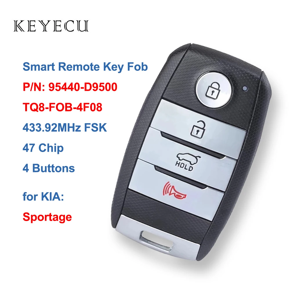 

Умный дистанционный автомобильный брелок Keyecu 95440-D9500, 4 кнопки, 433,92 МГц, чип FSK 47 для Kia Sportage 2018 2019 2020 95440D9500