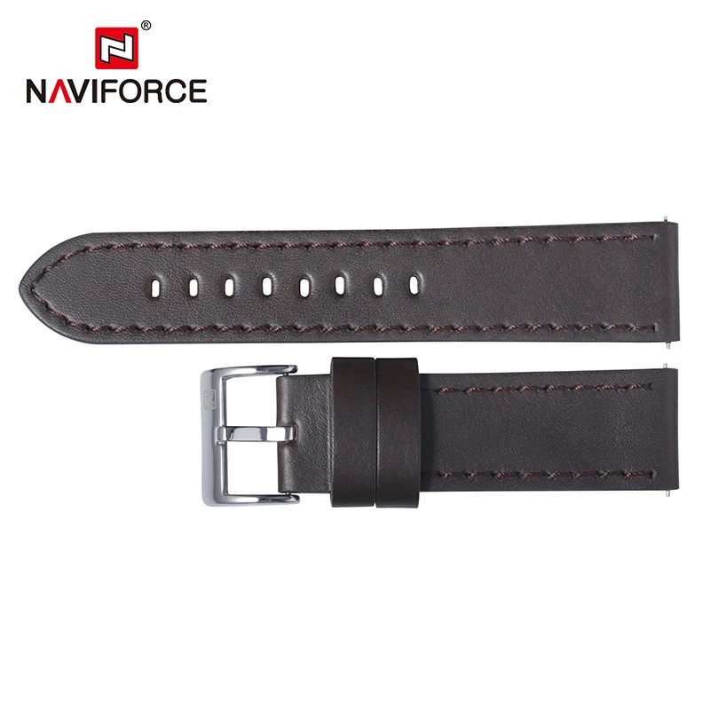 NAVIFORCE Casual PU Leather Watchbands Dark Brown Black Blue Men Women 23mm Watch Wrist Strap Belt With Stainless Steel Buckle