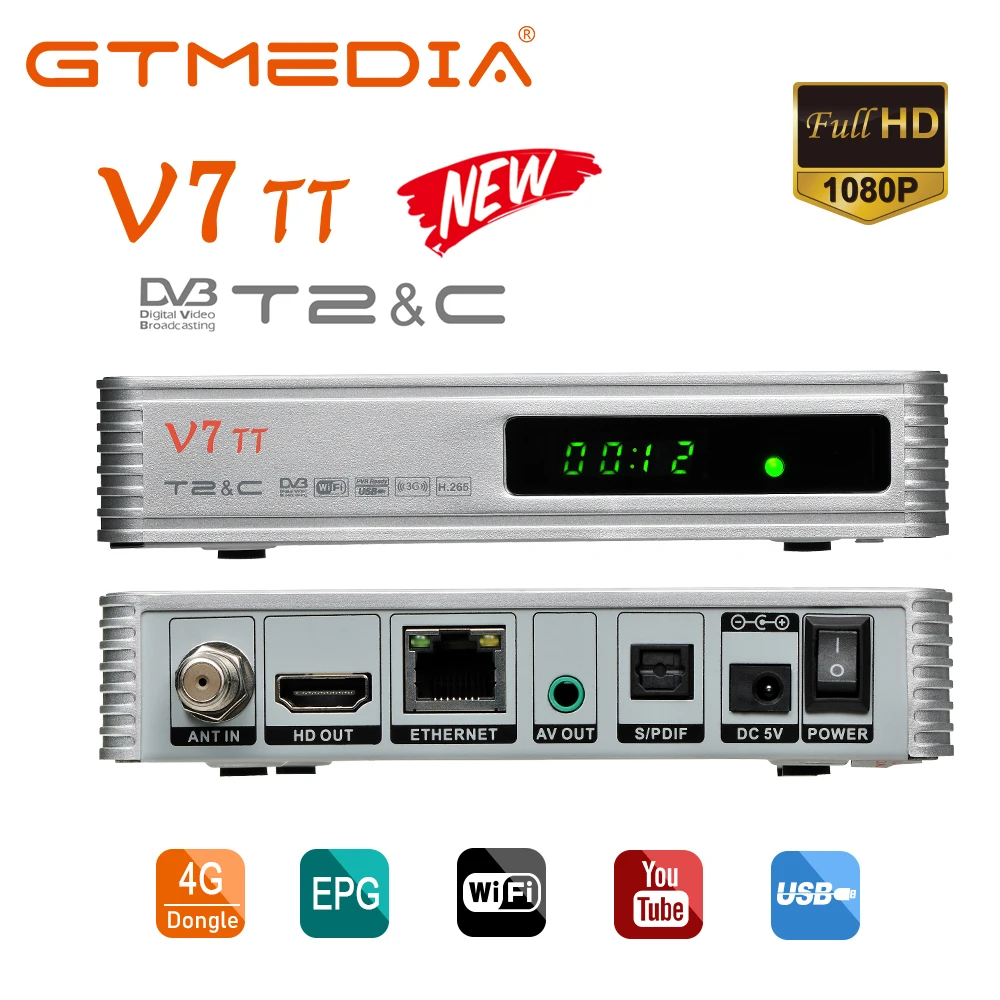 2020 NEW GTMEDIA V7 TT DVB-T/T2/DVB-C/J.83B Digital 4G dongle 10 bit with Wifi Tv box Receiver Satellite Decoder Receptor