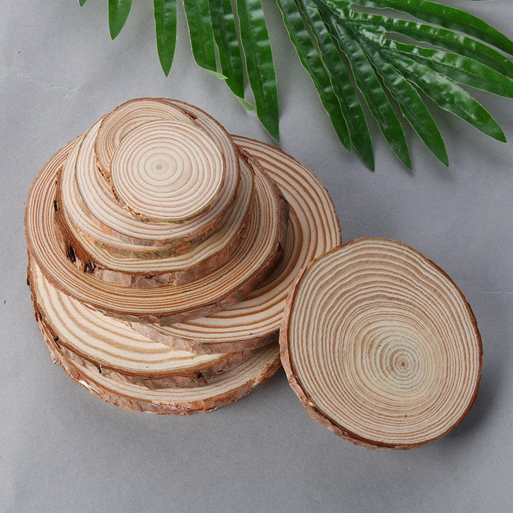 Natural Round Wood Coasters Cup Pad Tea Coffee Mug Mat Drinks Holder Table Mat Wooden Coasters DIY Crafts Home Kitchen Decor