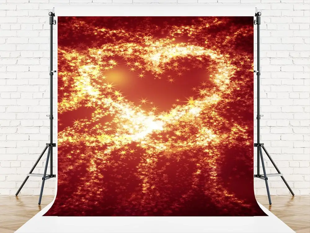 VinylBDS  6.5x10ft (200x300cm) Heart Photography Backdrops Romantic Love Fireworks Valentine'S Day Backdrop