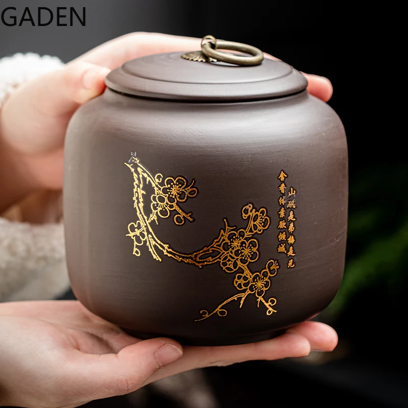 Purple Clay Tea Caddy Creative Storage Tank Tea Set Household Tea Ceremony Accessories Moisture-proof Large Pu\'er Tea Caddy