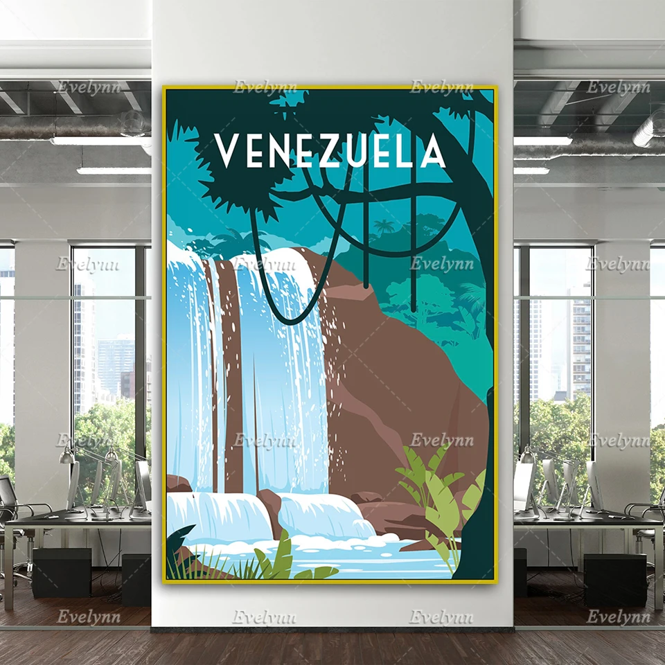 Venezuela Travel Poster, Venezuela Travel Print, Venezuela Wall Art, Retro Travel Print Home Decor Canvas Unique Gift