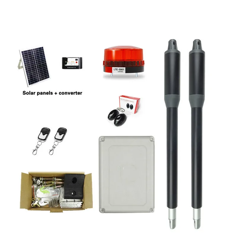 New Saving Solar Powered Swing Gate Opener Operator kit DC24V Support solar system door opener automatic gate motor C05