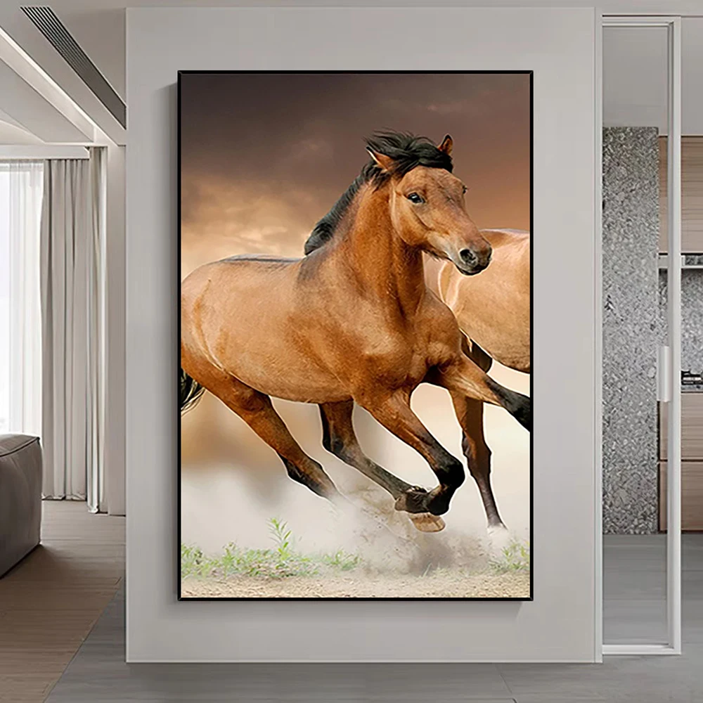 

034 Running Horse Animal Insect Beast Silk Cloth Wall Poster Art Home Decoration Gift