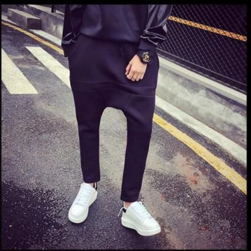 Men's pants spring and autumn casual pants men's sports pants crotch pants small leg pants hip hop large size pants harem pants