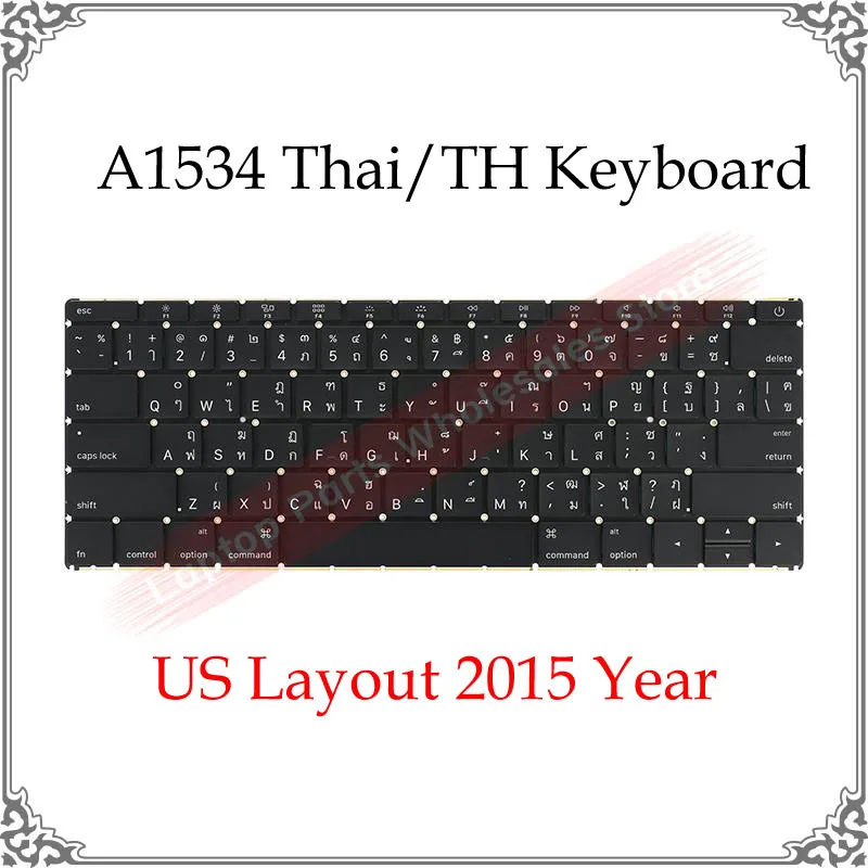 

Genuine 2015 Year A1534 Thai Keyboard Replacement For Macbook Air US Layout A1534 TH Keyboards Laptop Small Enter Replacement