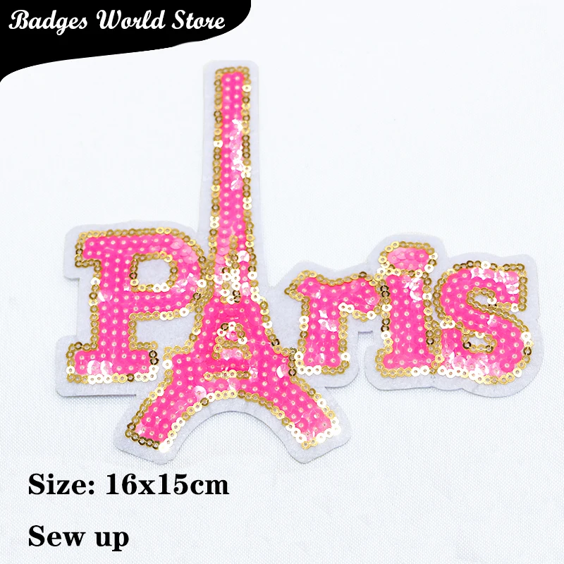 Shiny Words Love Sequins Letter Chenille Icon Towel Embroidery Applique Patches For Clothing DIY Sew up Badges on the Backpack