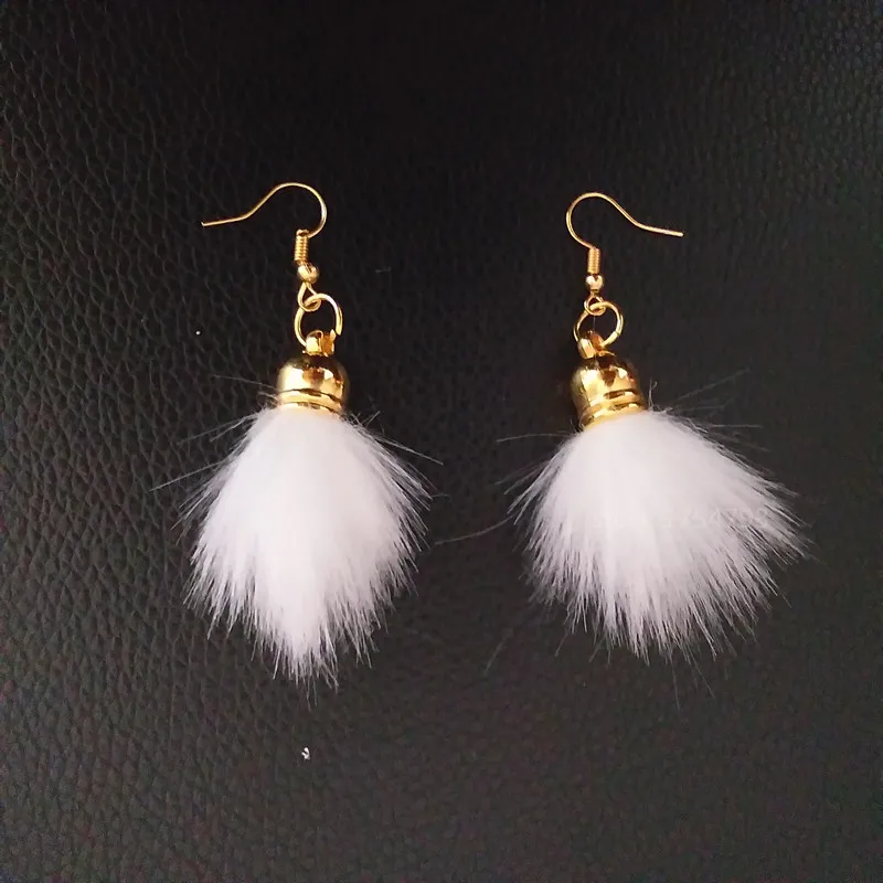 20 Colors Mini Fur Pompon Drop Earrings Fluffy Fur Ball Earrings Women Gold Hooks Drop Earrings Jewelry Party Gifts