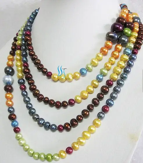 

New Arrival Long Pearl Necklace 80inch Multicolor Genuine Freshwater Pearl Jewelry Love Mothers Day Happiness Wedding Fine Gift