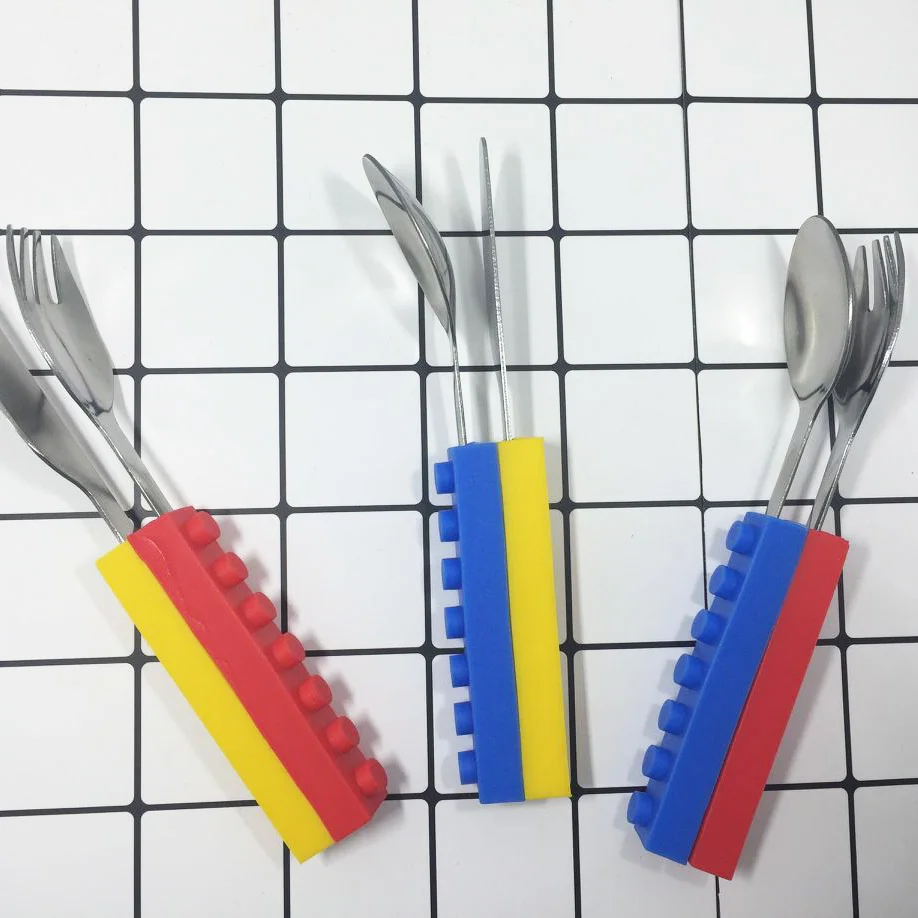 3pcs Creative Lego Bricks Curtlery Set Portable Outdoor Tableware Kits Kids Adult Idea Travel Picnic Fork Knife Spoon