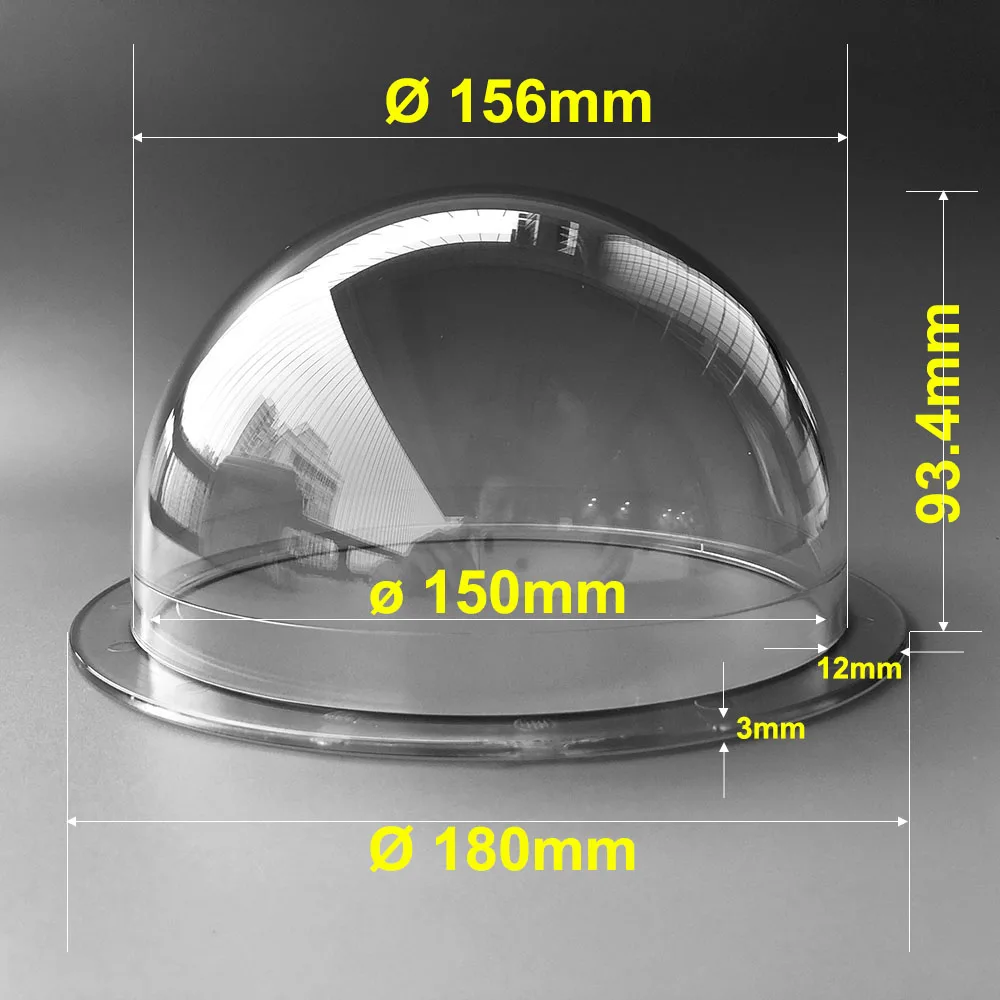 7 Inch Clear Camera Dome Cover Thicken PC Hemisphere Plastic Security CCTV Camera Housing Optical Glass Spheres 180x93.4mm