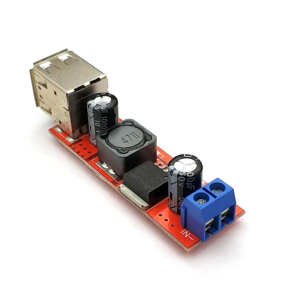 차량용 더블 USB 충전 DC-DC 스텝 다운 컨버터 모듈, DC 6V-40V ~ 5V 3A, 차량 충전기 LM2596 듀얼 2 USB