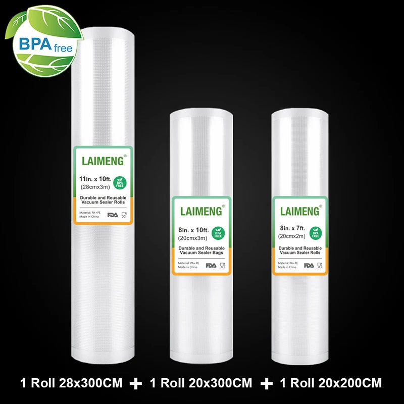 LAIMENG Vacuum Bags for Vacuum Packing Machine Sous Vide Roll 3 Rolls/Lot Storage Bags For Vacuum Packaging Sealing Machine R132