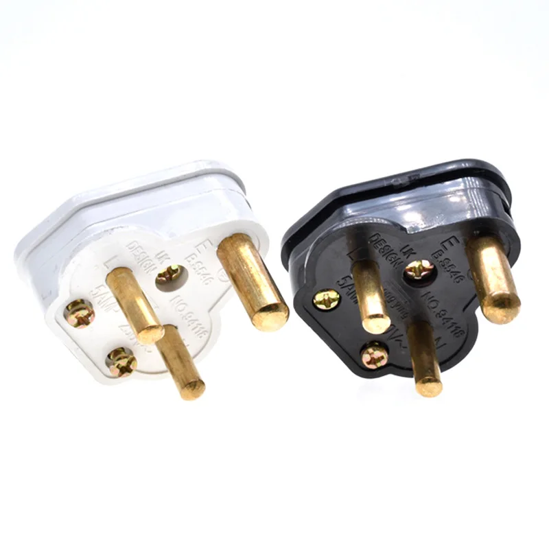 1 Stück 5A 15A Indien Südafrika Verdrahtungs-Stromkabelstecker BS546 Abnehmbarer Kabelverbinder Abziehbarer Stromstecker Typ M/D Weiß Schwarz – Detail 2