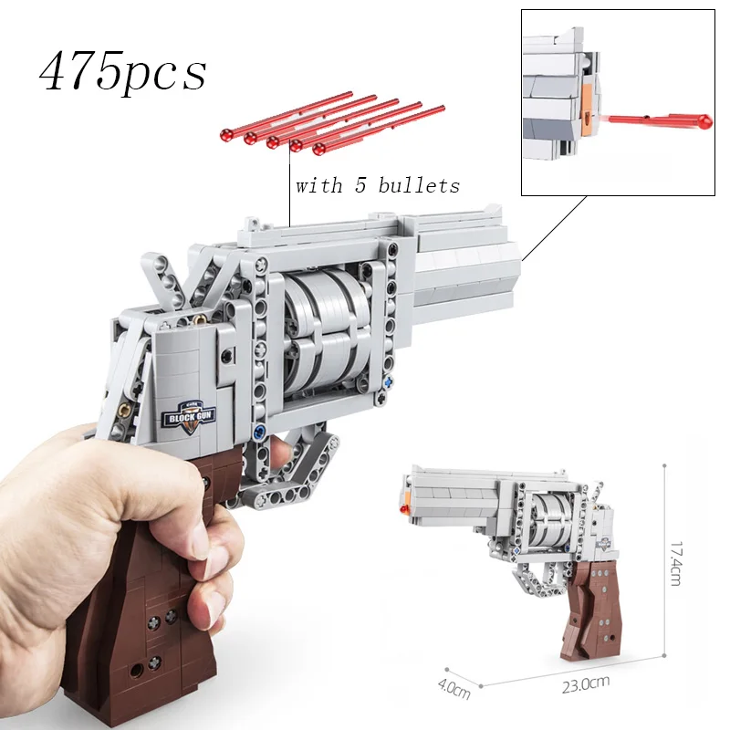 2021 Dropship Revolver Pistol Power Gun Swat Military Army Model Building Blocks Brick Set Weapon Compatible Pubg Toys For Boys