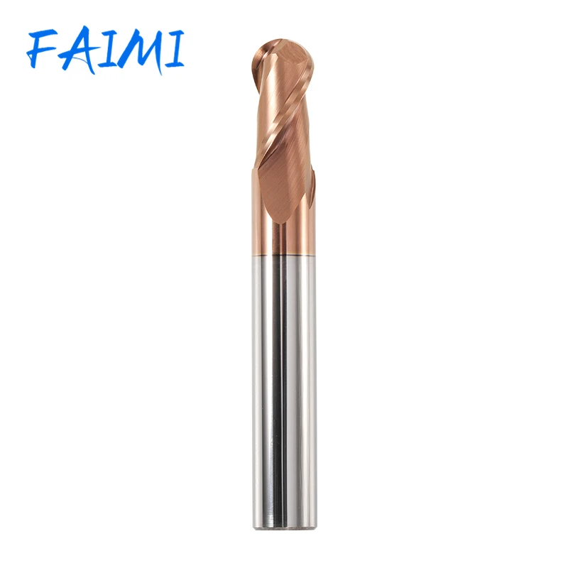 Milling Cutter Tungsten Steel 2 Flutes Ball Nose  Alloy TiSiN Coating Hrc55 Cnc Metal Tools Milling Cutter Machine End Mills