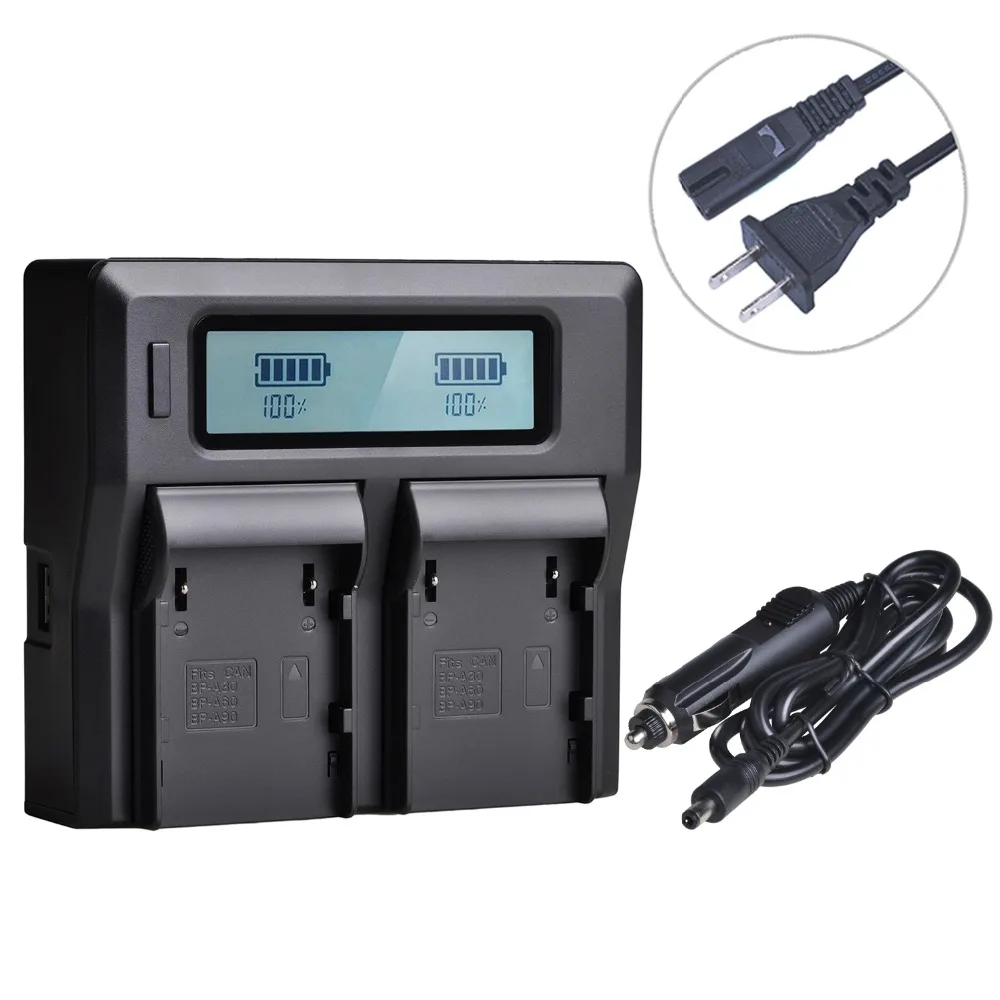 

BP-A30 BP-A60 CG-A10 CG-A20 Dual LCD Car Charger for Canon XF705 EOS C200 C300 Mark II C500 Mark II For Battery BP-A30 BP-A60