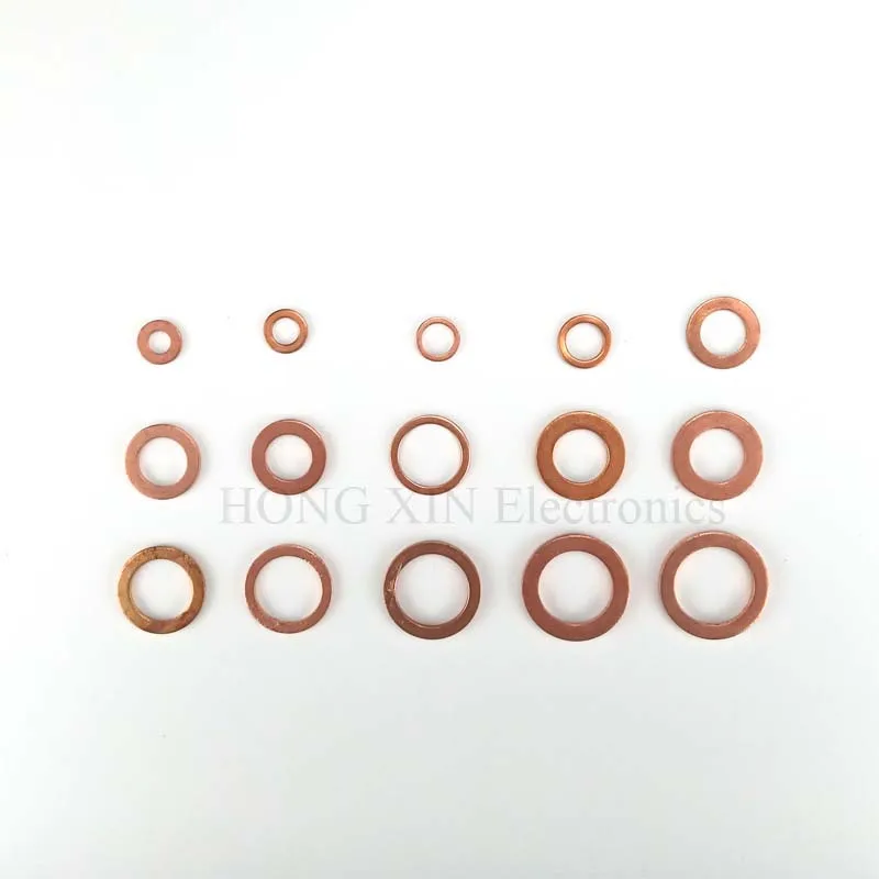 150pcs Copper Washer 15Sizes Solid Sealing Ring Set M5/6/7/8/10/10.5/11/12/12.5/14/15/16/16.5/17.5 Copper Gasket Washers image 2