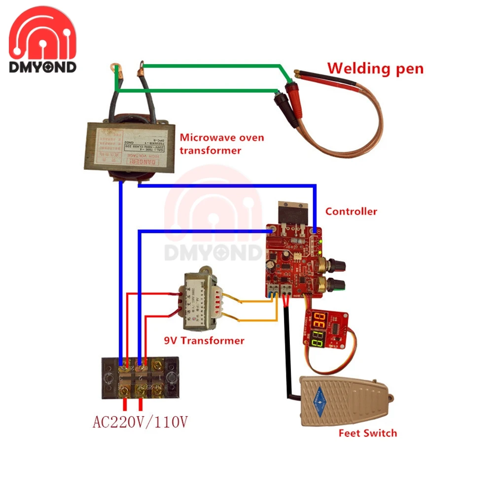 AC 110V to AC 9V Spot Welder Power Supply Transformer For NY-D01 100A/40A Spot Welding Controller Board DIY Welding Tool