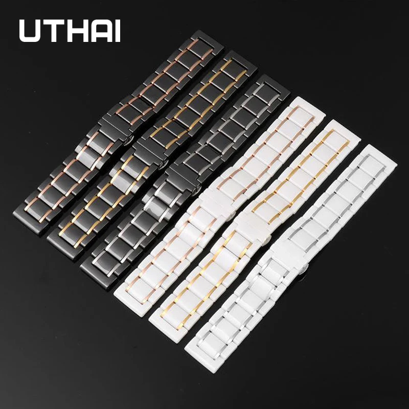 Five Beads Ceramic Strap Stainless Steel Watch Band 20mm 22mm For Samsung S3 46/Huawei GT UTHAI C09