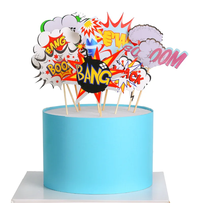 Happy Birthday Cake Topper Rocket Bang Boom Aniversario Wedding Decor Flag Party DIY Baking Supplies Cupcake Toppers Baby Shower