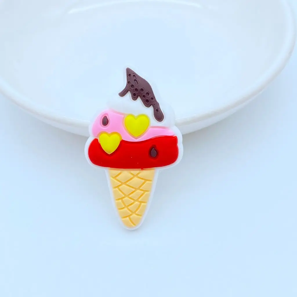 10/20pcs Cute Ice Cream Series PVC Flexible Glue Flat Back DIY Scrapbook Embellishment Phone Craft Decoration Stationery