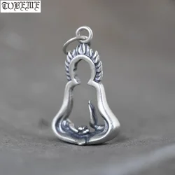 Real 100% 925 Sterling Silver Tibetan Buddha Pendant vintage pure silver Buddhist Good Luck Amulet