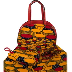 Top Selling Wax Fabric Made Handbag And 6Yards Fabirc Set African Wax Print Fabric With Bag To Match Set For Party