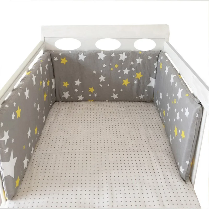 Nordic Sterne Baby Bett Verdicken Stoßstangen Zipper Design einteiliges Krippe Um Kissen Kinderbett Schutz Kissen 200*30 CM – Detail 12