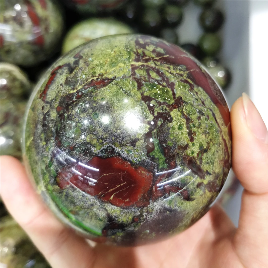 Natural Dragon Blood Stone Ball Sphere Quartz Mineral Crystals Charms Indie Room Decor Gemstone Collections Geological Ornament