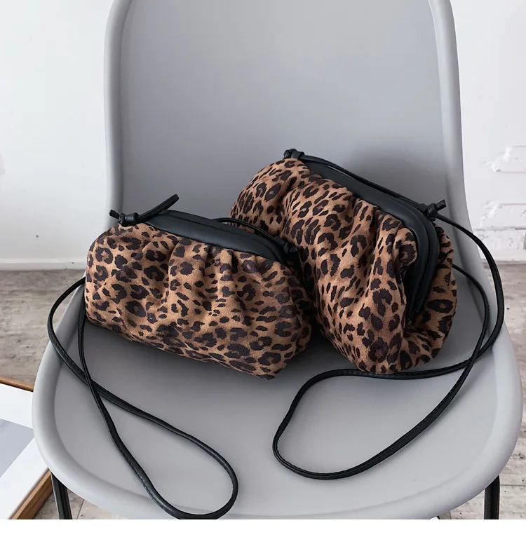 Leopard Clip Bag Women Handbag Pu Leather Clip Bag For Woman Luxury Shoulder Bags Purse Causal Tote Purses Bags