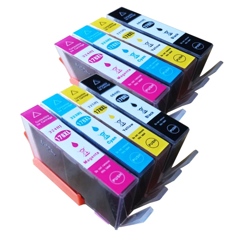 8 Compatible hp178 Replacement Ink Cartridges for HP 178 178XL 6510 B010B B109a B109n B110a B210b B209a B210a 3070A With Chip