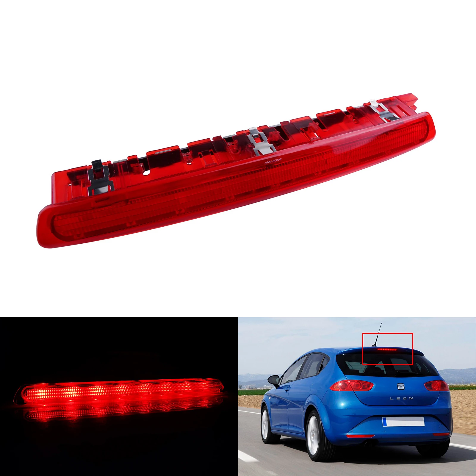 

ANGRONG 1X Red Lens Rear High Level Third 3rd LED Brake Stop Light Lamp For Seat Ibiza Leon