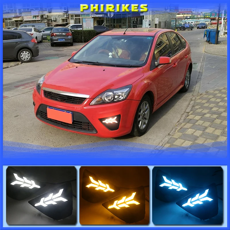 

DRL LED Fog Lamp Cover With Yellow Turning Signal Functions For Ford Focus 3 MK3 2009-2012 Daytime Running Light