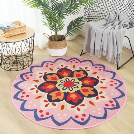 Amerikanischer Garten Blume Runde Teppich, Schlafzimmer, Wohnzimmer, Sofa, Anti-Rutsch-Matte
