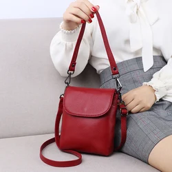 Genuine Leather Flap Small Ladies Crossbody Bags Female Fashion Shoulder Messenger Bags For Women Luxury Handbag Party Purse